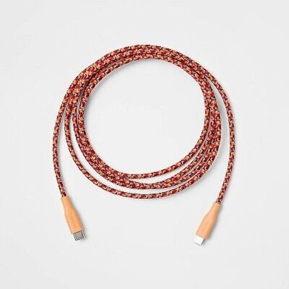 Heyday 6' Lightning to USB-C Braided Cable Coral Pink - Picture 3 of 7